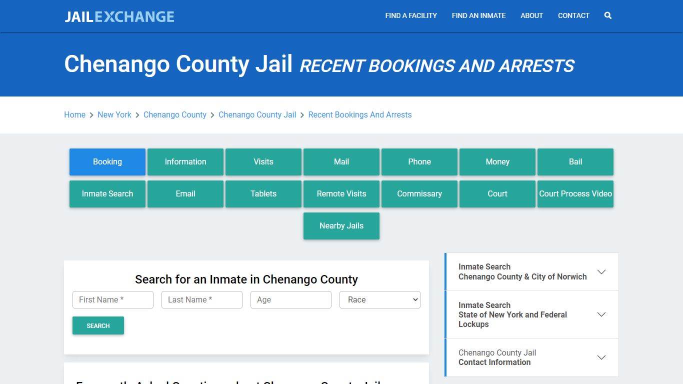 Chenango County Jail Recent Bookings And Arrests - Jail Exchange