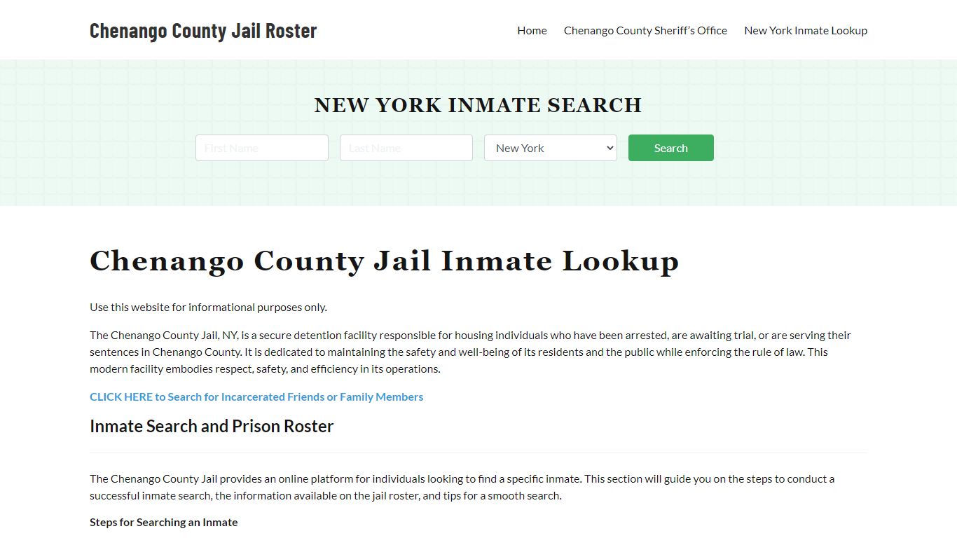 Chenango County Jail Roster Lookup, NY, Inmate Search